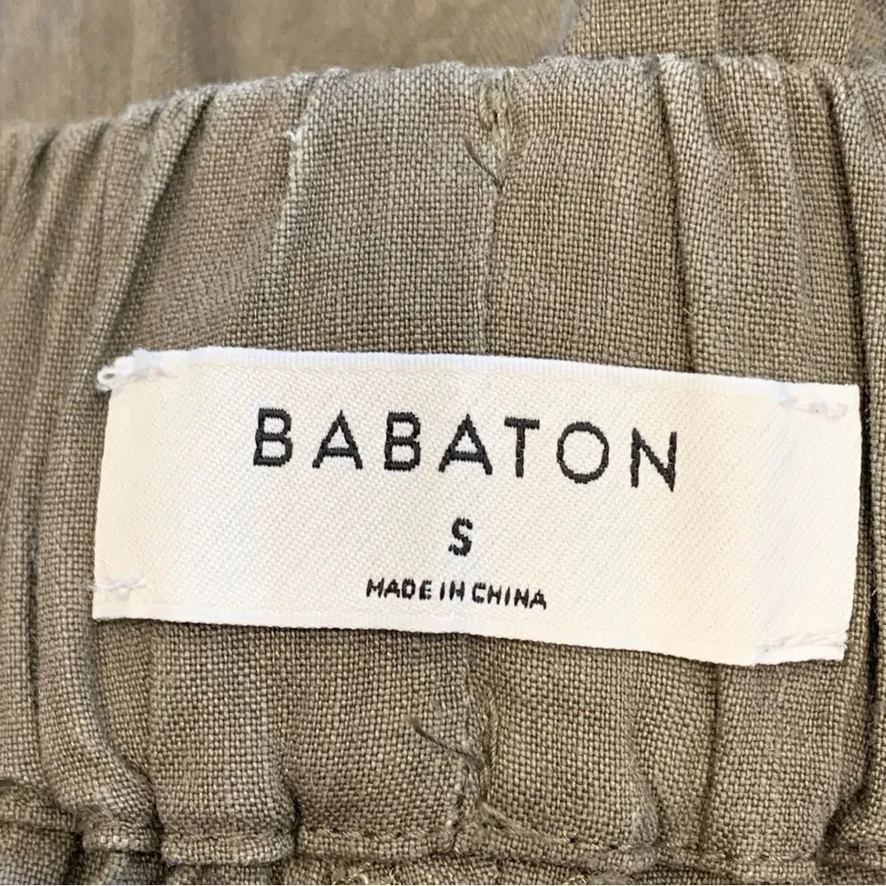 Aritzia Babaton Errol Crop Day Linen Blend Pants‎ Size Small Drawstring Pockets